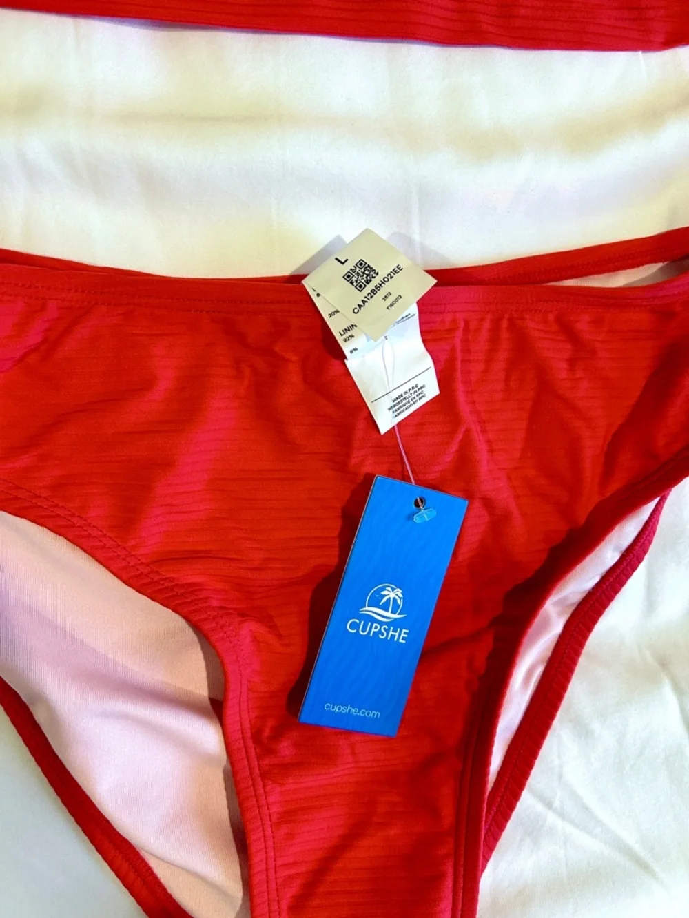 Cupshe Red Ribbed Tankini Set - Picture 3 of 5